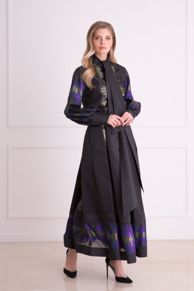 GIZIA - Patterned Black Long Skirt
