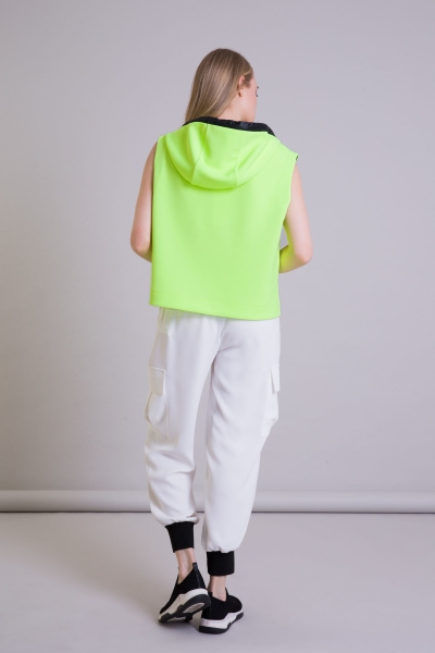 Gizia Kapüşonlu Kolsuz Neon Sarı Kısa Sweatshirt. 3