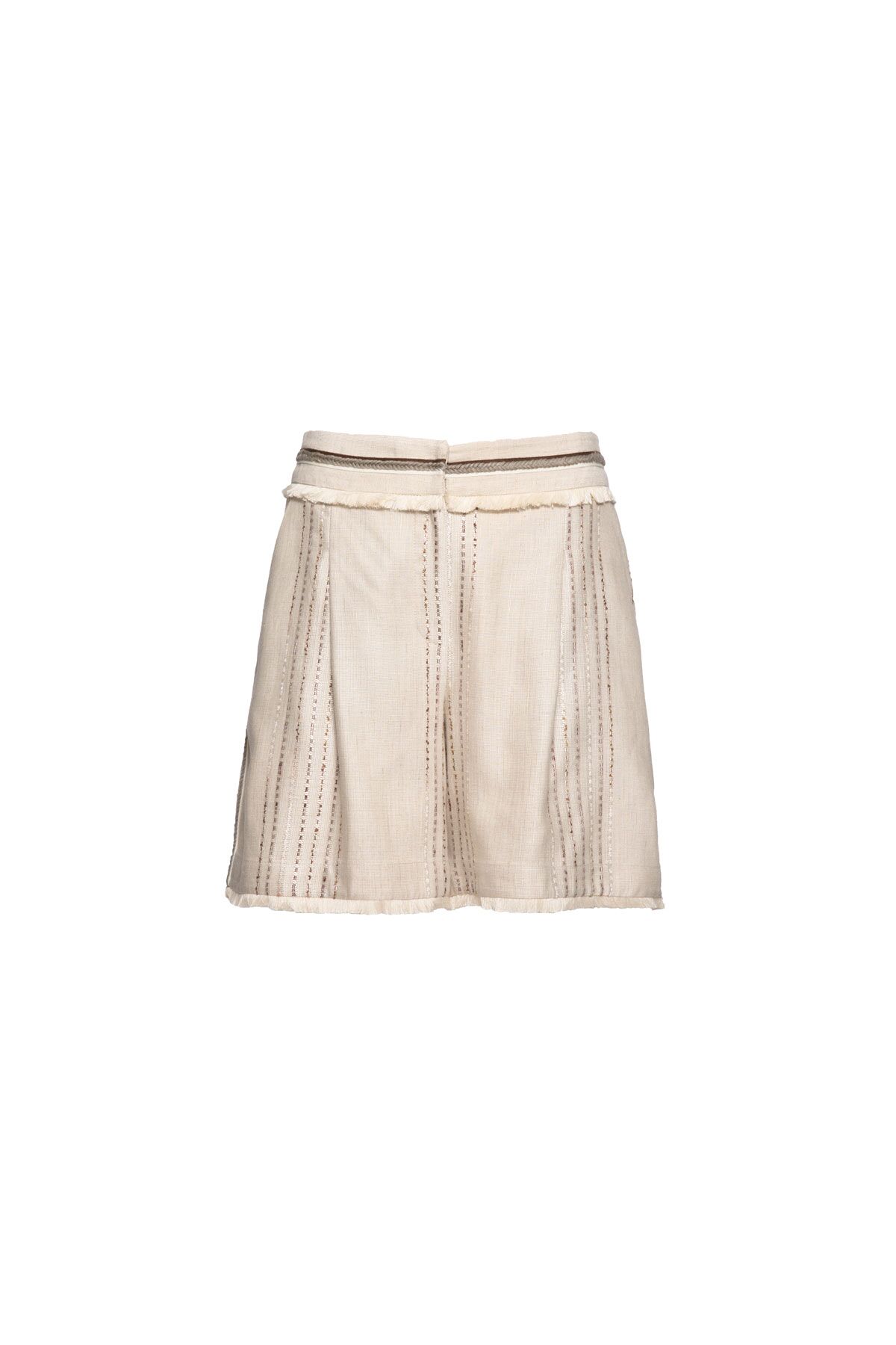 GIZIA - Stripe Detailed Bermuda Brown Mini Shorts