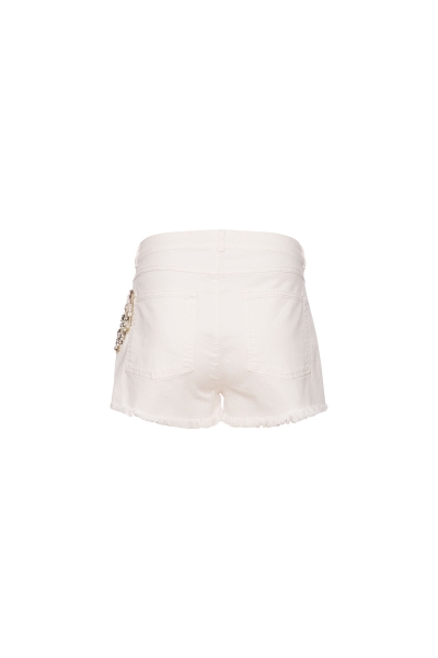 Gizia Stone Embroidered Embroidery Detailed White Jean Shorts. 1 Gizia Stone Embroidered Embroidery Detailed White Jean Shorts. 1