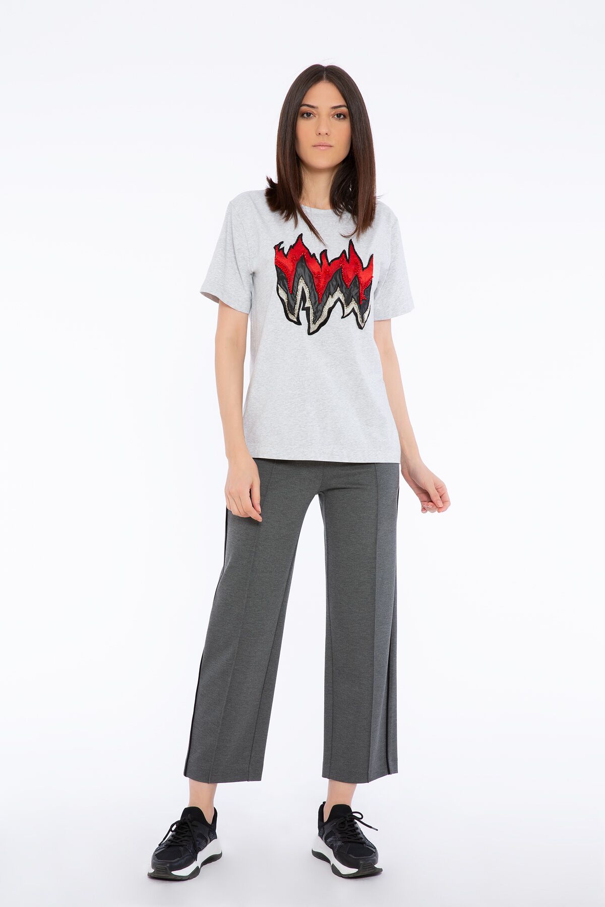 GIZIA - Side Piping Sport Gray Trousers