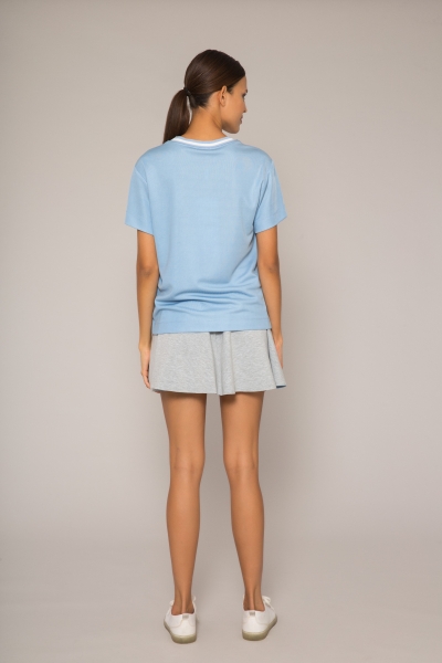 Gizia Color Block Light Blue Mini Skirt. 3