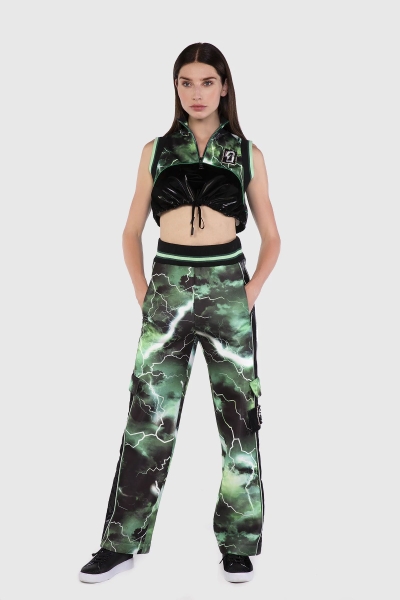  GIZIA SPORT - Embroidery And Knitwear Belt Detailed Green Trousers