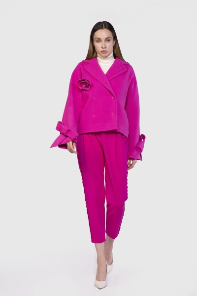 Gizia Floral Accessory Short Coat Pink Jacket. 1