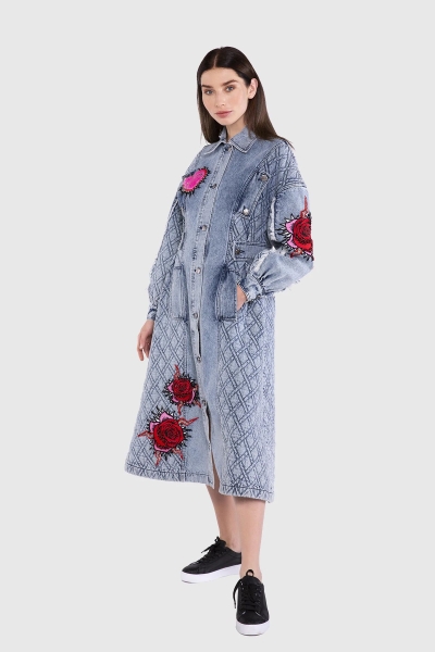 Gizia Quilted And Embroidery Detailed Blue Dress. 1
