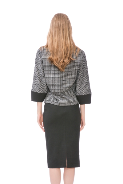 Gizia Contrast Skirt Brown Knitted Grey Suit. 3