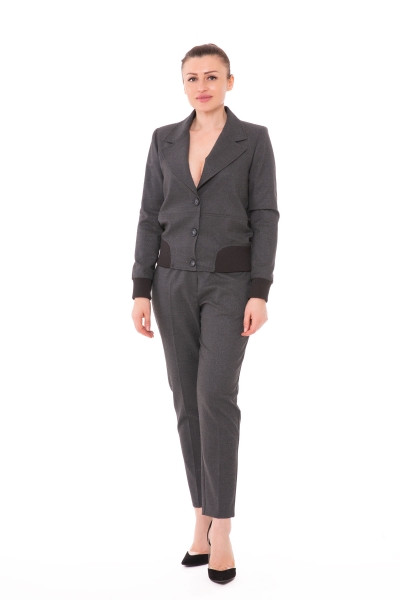 Gizia Knitwear Collar Bomber Gray Woman Suit. 1