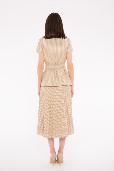 Gizia Plaid Jacket Contrast Skirt Beige Suit. 3