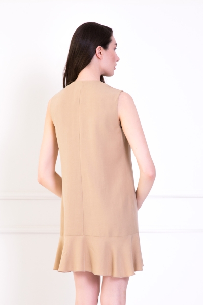 Gizia Viscon Coat Collar Mini Brown Dress. 2