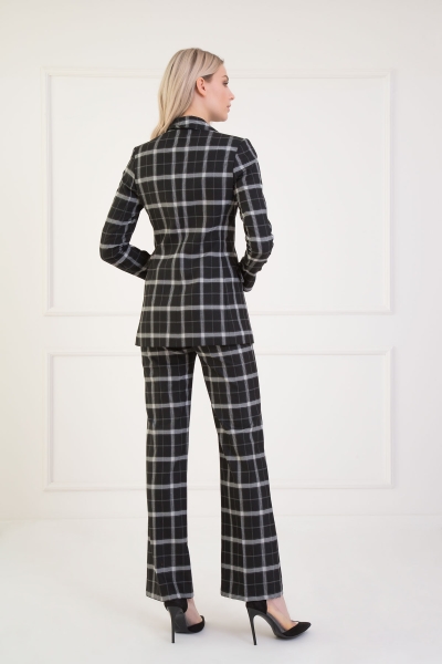 Gizia Checked Patterned Navy Blue Suit With Double Breasted Jacket. 3 Gizia Checked Patterned Navy Blue Suit With Double Breasted Jacket. 3