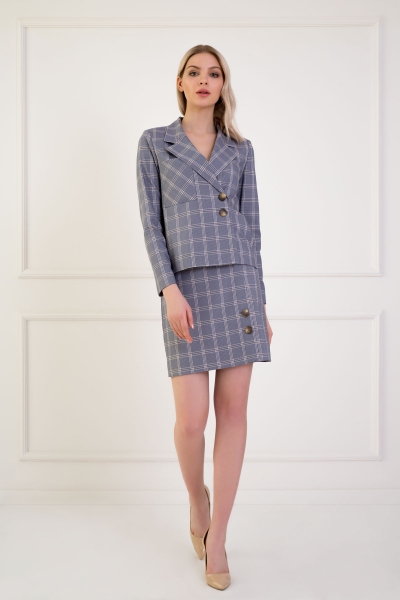 Gizia With Double Breasted Jacket Checked Patterned Navy Blue Suit. 1 Gizia With Double Breasted Jacket Checked Patterned Navy Blue Suit. 1