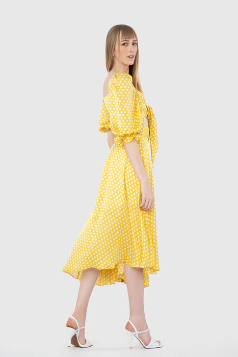 Gizia Asymmetrical Pleated Belt Yellow Skirt. 2
