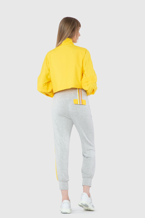 Gizia Raincoat Embroidery Applique Detailed Crop Yellow Sweatshirt. 3