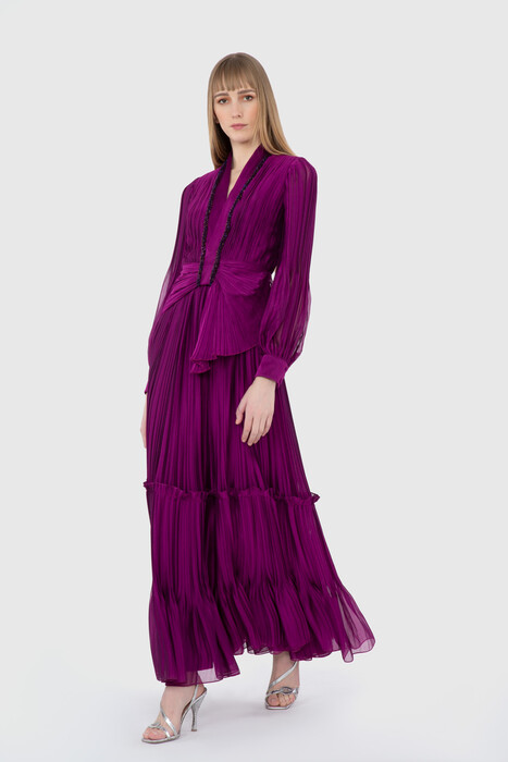 Gizia Layered Pleated Purple Dress. 1