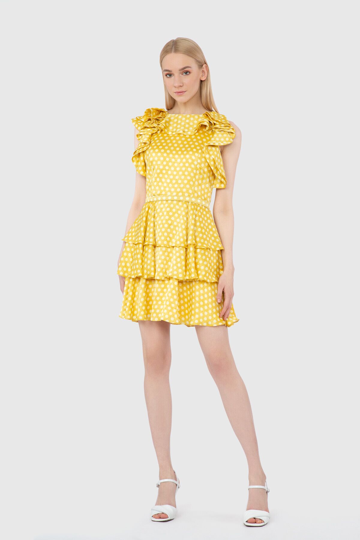 GIZIA - Ruffle Detailed Yellow Dress