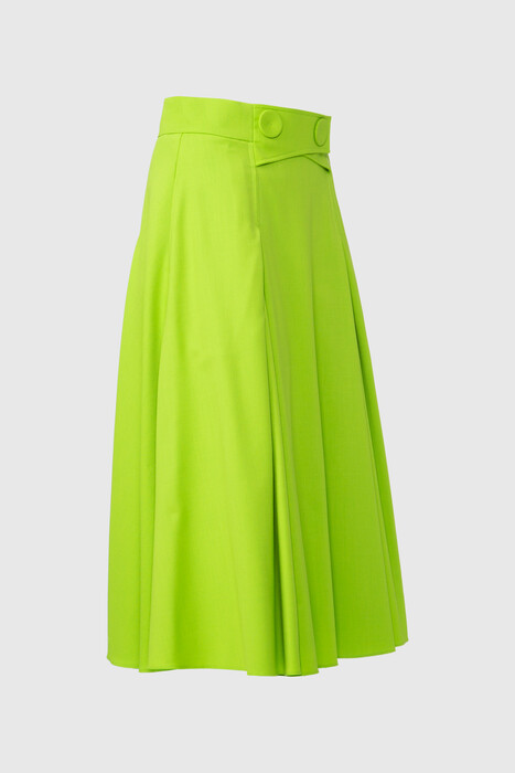Gizia High Waist Button Detailed Midi Length Green Skirt. 2