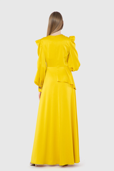 Gizia Stone Detailed Yellow Long Dress. 3