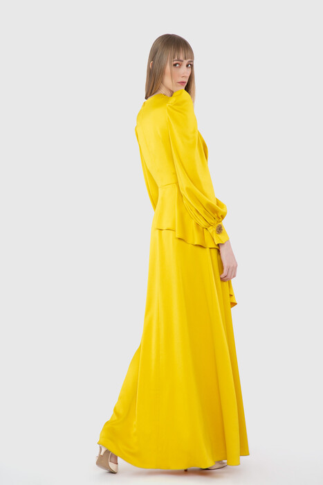 Gizia Stone Detailed Yellow Long Dress. 4