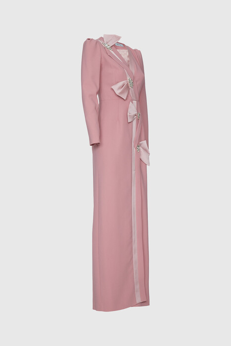 Gizia Stone Detailed Long Pink Dress. 3