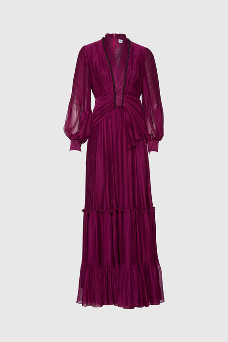 Gizia Layered Ruffle Detailed Purple Dress. 3