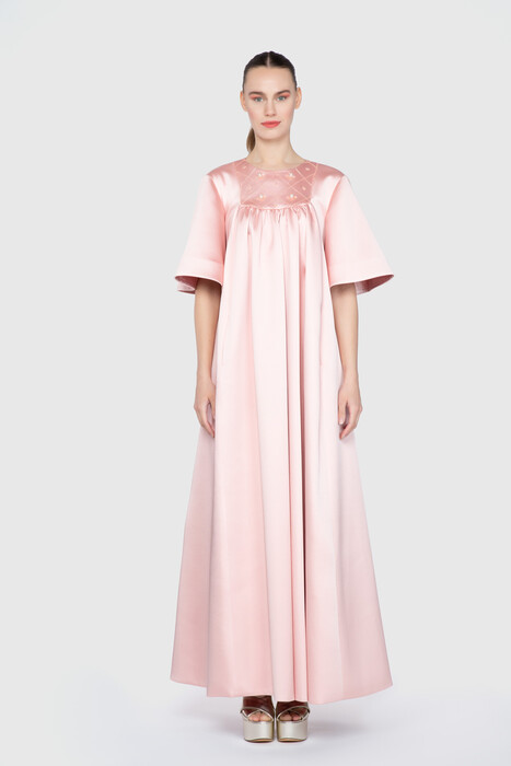  GIZIAGATE - Nihan Peker İşlemeli Godeli Uzun Tasarım Elbise