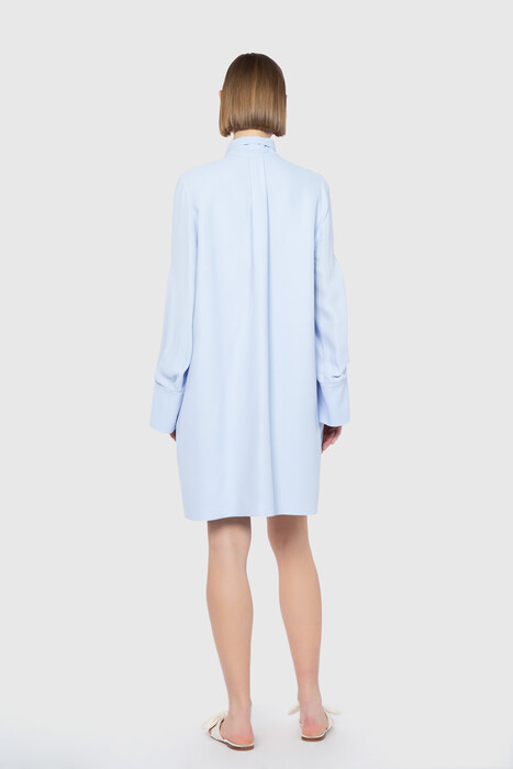 Gizia Embroidered Slit Sleeve Detailed Above Knee Blue Dress. 3