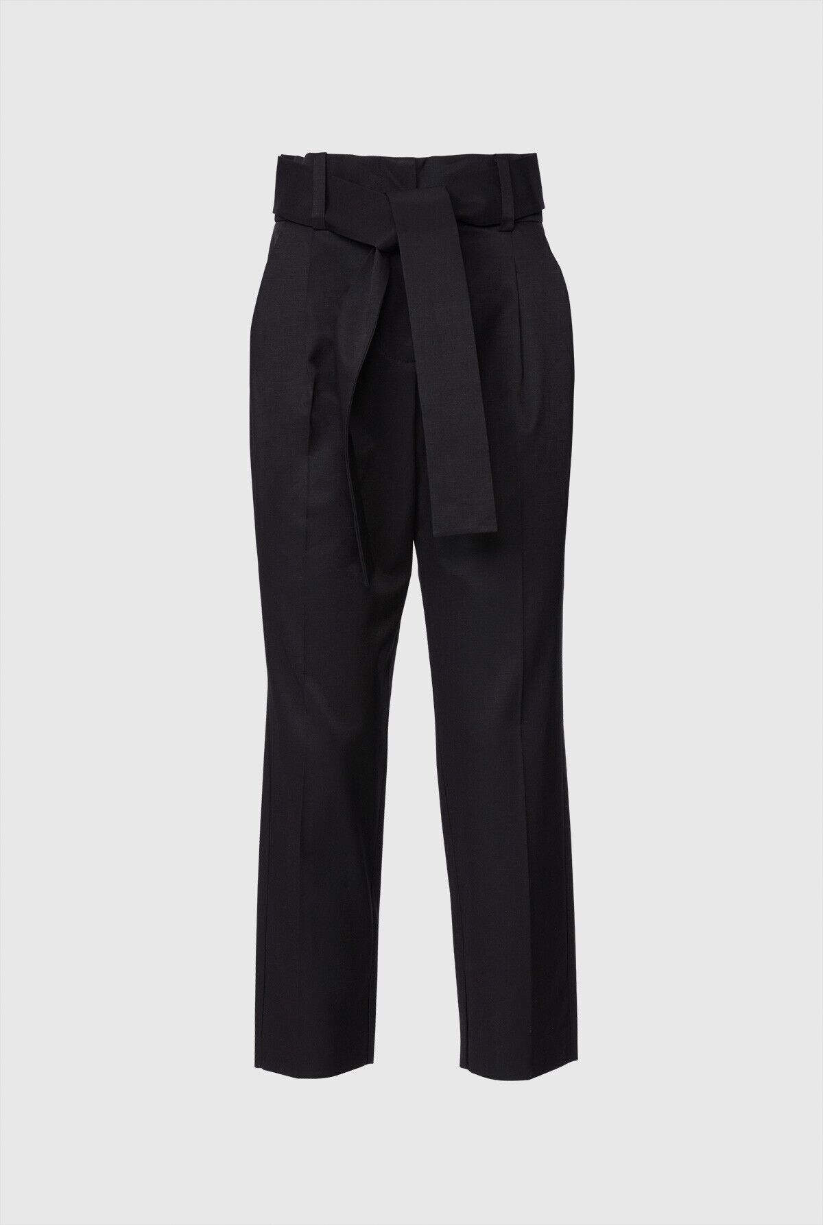  GIZIA - High Waist Belted Ankle Length Black Trousers