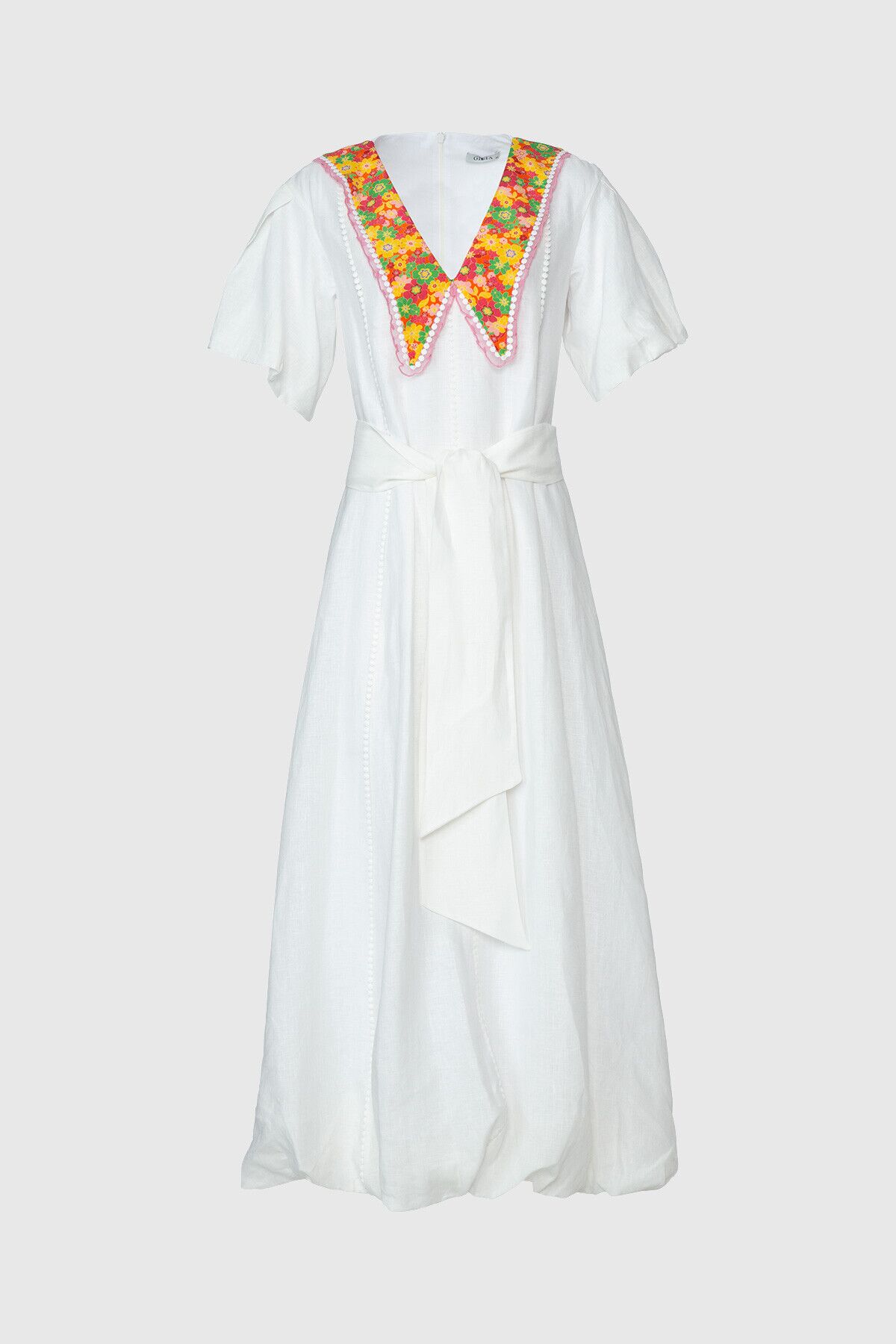 GIZIA - Floral Embroidered Detailed Ecru Dress