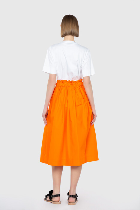 Gizia Ruffle Detailed Knee Length Voluminous Orange Skirt. 2