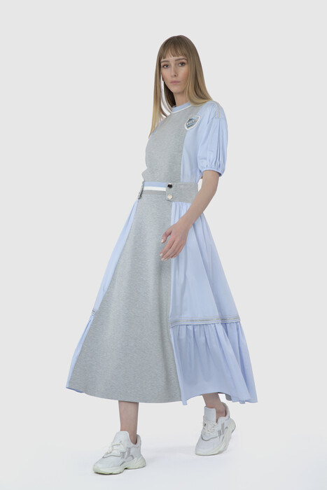 Gizia Snap Detailed Midi Length Gray Skirt. 2