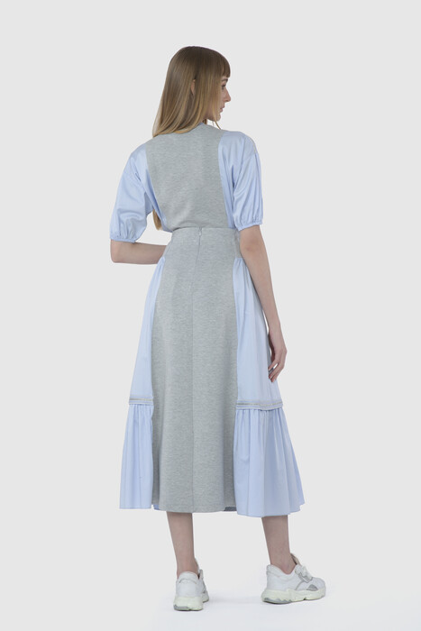 Gizia Snap Detailed Midi Length Gray Skirt. 3