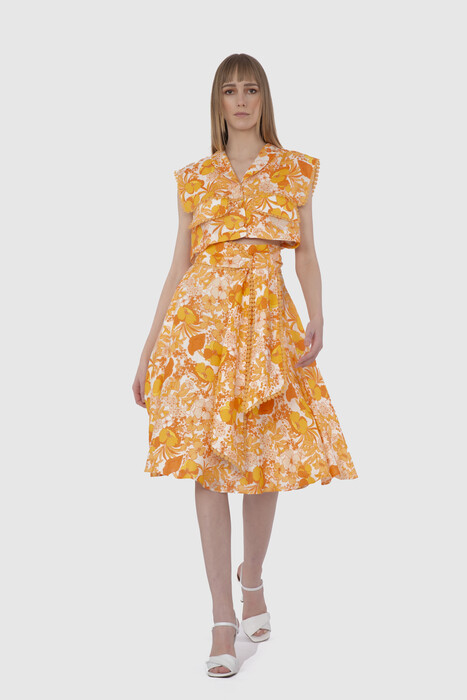 Gizia Patterned High Waist Yellow Skirt. 1