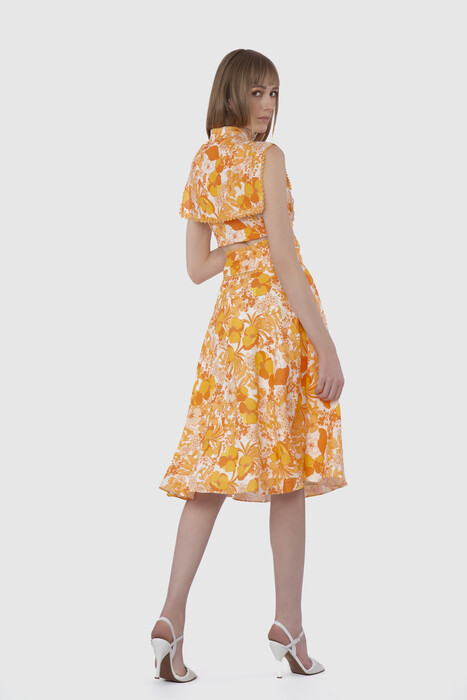 Gizia Patterned High Waist Yellow Skirt. 4