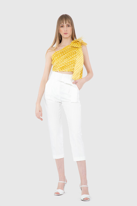 Gizia Shoulder Embroidery Detailed Pleated Yellow Blouse. 1