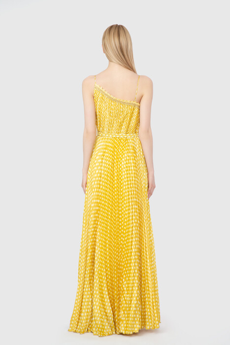 Gizia With Stripe Accessory Strap Pleated Yellow Dress. 4