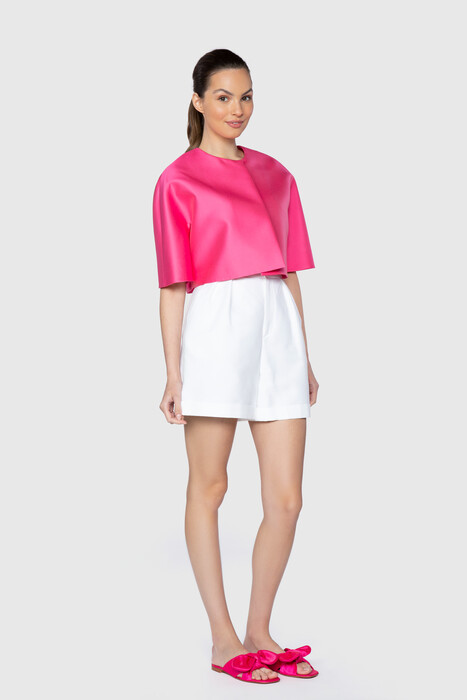 Gizia Short Sleeve Pink Crop Jacket. 2