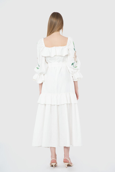 Gizia فستان أبيض طويل منقوش. 3
