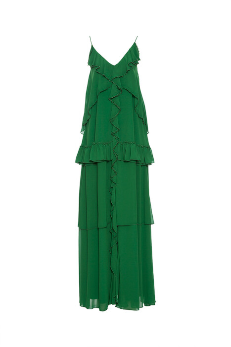 Gizia Frilly Rope Strap Green Dress. 2