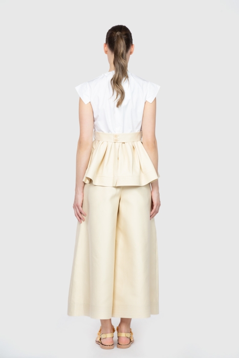 Gizia Pleated Detailed Yellow Wide Leg Trousers. 3