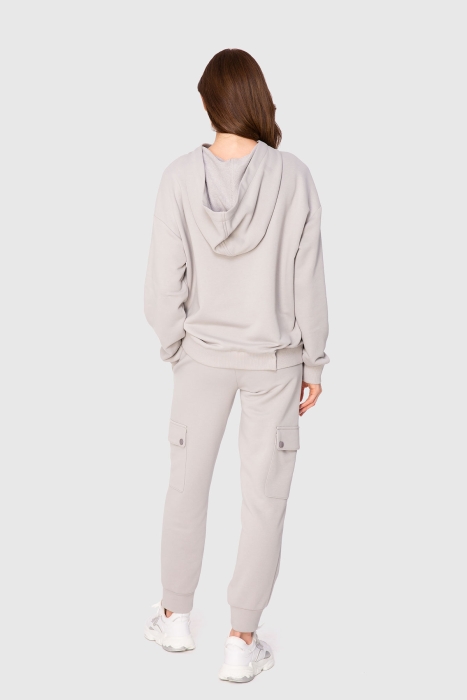 Gizia Hooded Ruffle Front Grey Sweatshirt. 3 Gizia Hooded Ruffle Front Grey Sweatshirt. 3