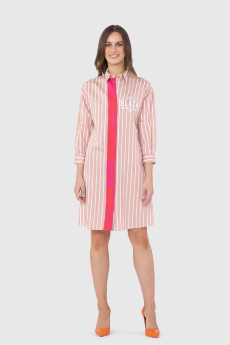 Gizia Stripe Detailed Print Detailed Pink Dress. 3