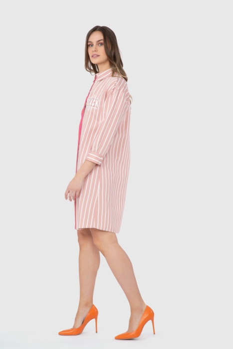 Gizia Stripe Detailed Print Detailed Pink Dress. 2