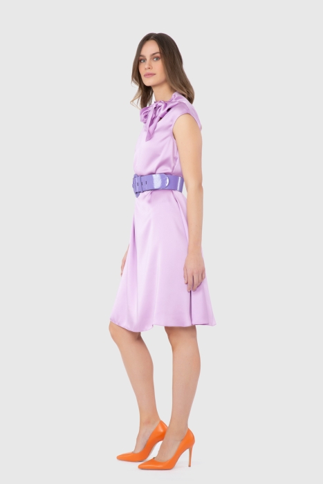 Gizia Belted Collar Detailed Purple Dress. 2