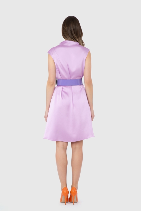 Gizia Belted Collar Detailed Purple Dress. 3