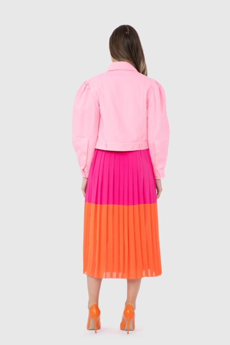 Gizia Shoulder Frill Detailed Short Pink Jacket. 1