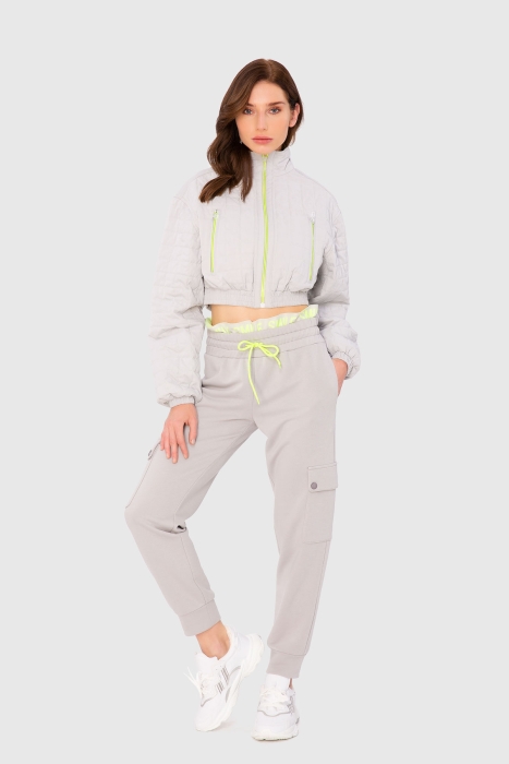 Gizia Zipper Detailed Quilted Grey Bomber Jacket. 1 Gizia Zipper Detailed Quilted Grey Bomber Jacket. 1