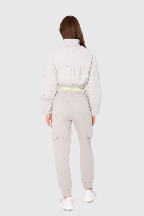Gizia Zipper Detailed Quilted Grey Bomber Jacket. 2 Gizia Zipper Detailed Quilted Grey Bomber Jacket. 2