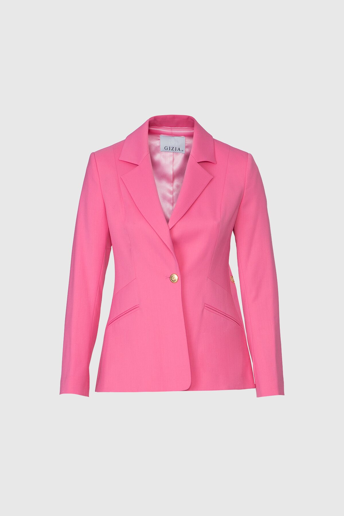  GIZIA - Fit Cut Blazer Single Button Pink Jacket