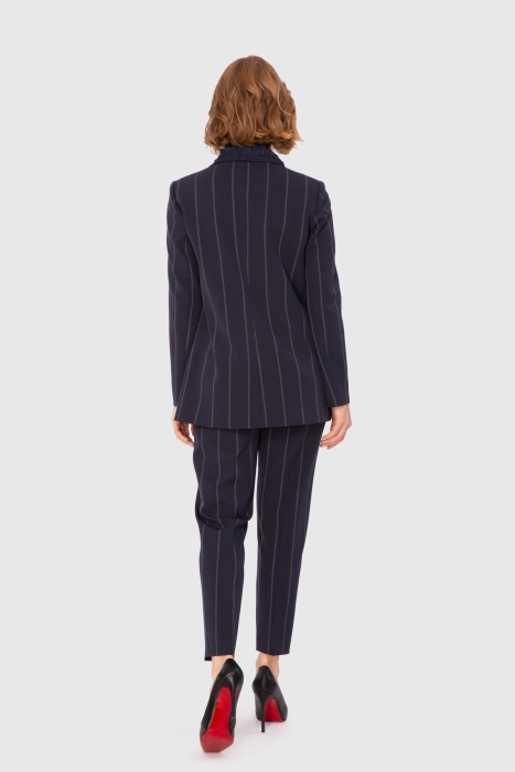 Gizia Navy Striped Collar Garnish Suit. 1