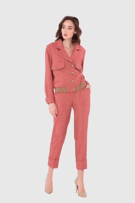 Gizia Short Bomber Textured Red Jacket Tweet Set. 1 Gizia Short Bomber Textured Red Jacket Tweet Set. 1